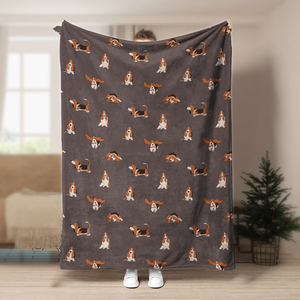 Basset Hound Pattern CLA15100248F Sherpa Fleece Blanket