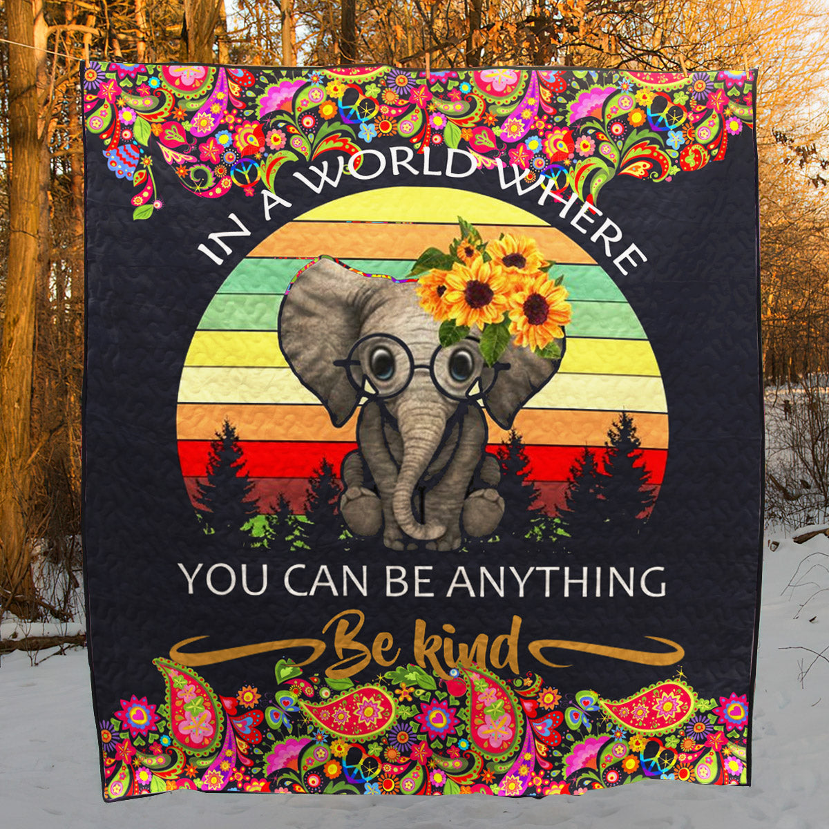 Be Kind Elephant CLA1510017Q Quilt Blanket