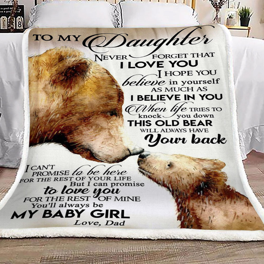 Bear Family To My Daughter Love Dad CL16110014MDF Sherpa Fleece Blanket