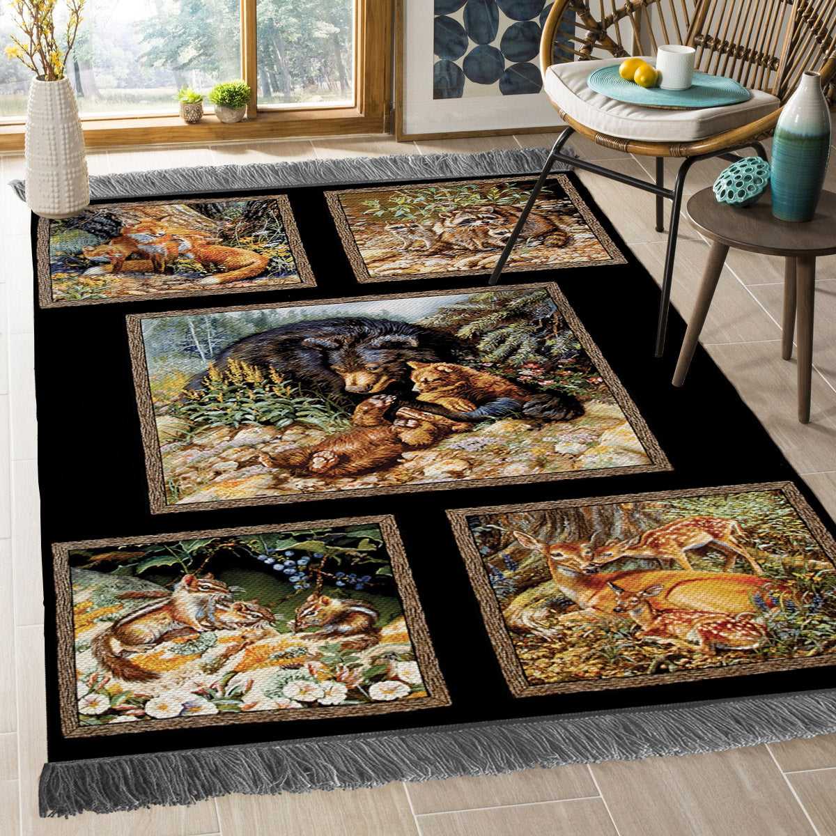 Bear Fox Raccoon Deer Squirrel DV0810014O Decorative Floor-cloth