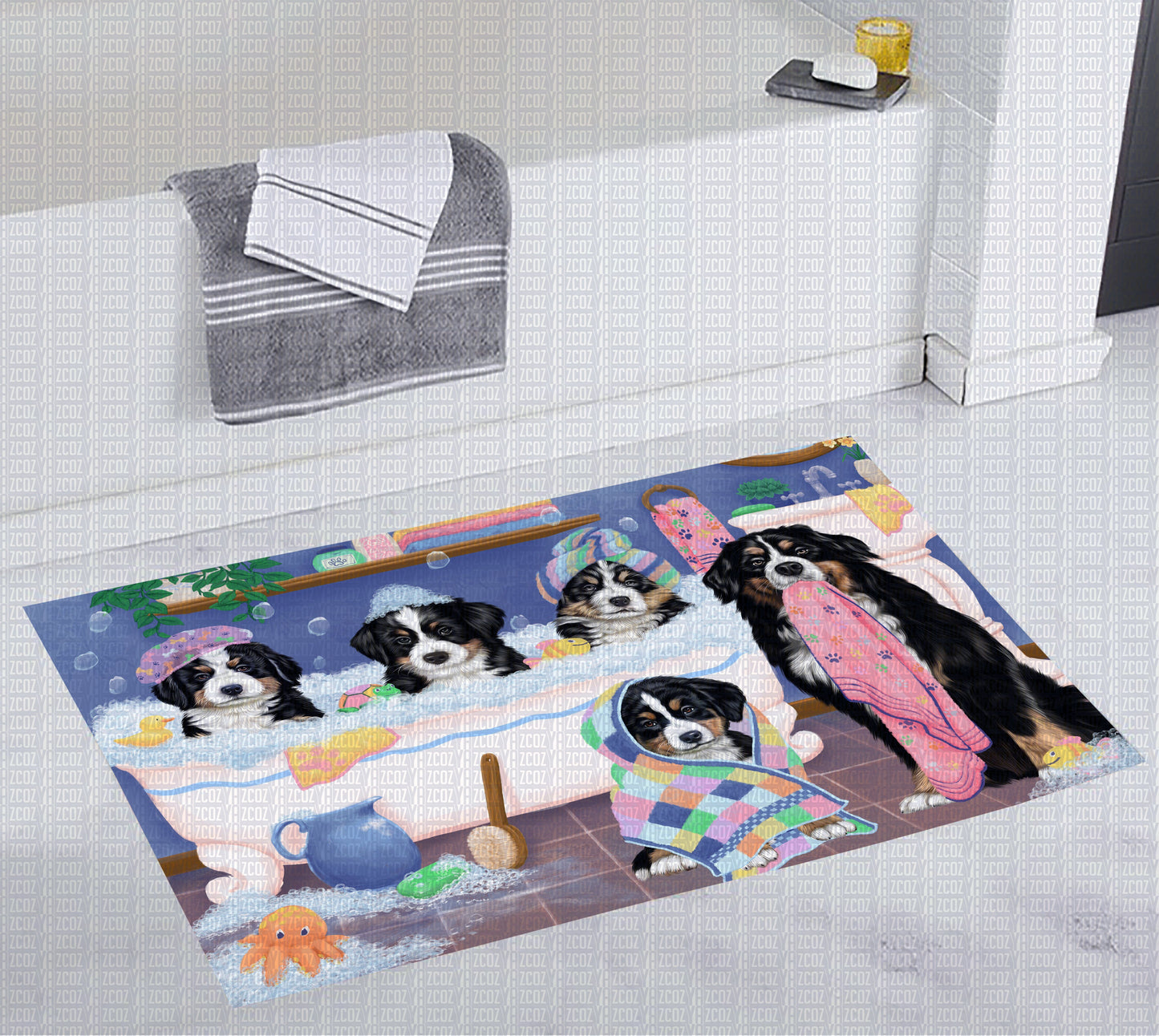 Bernese Mountain Dog Bubble Bath CL20110364MDD Non-slip Door mats