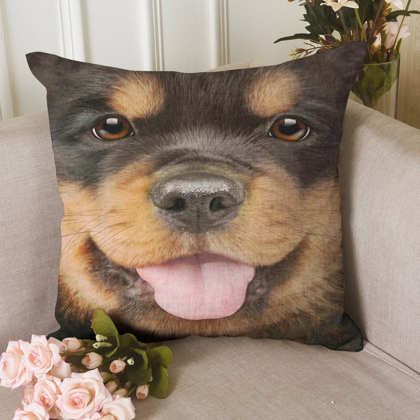 Big Face Rottweiler Puppy CLH2110050P Throw Pillow Covers