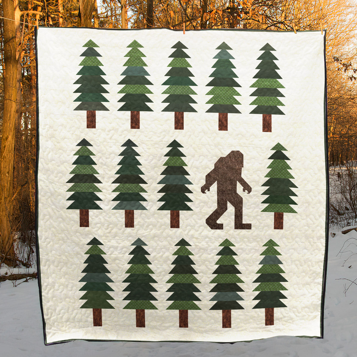 Pine Tree With Big Foot CLA1910386Q Quilt Blanket