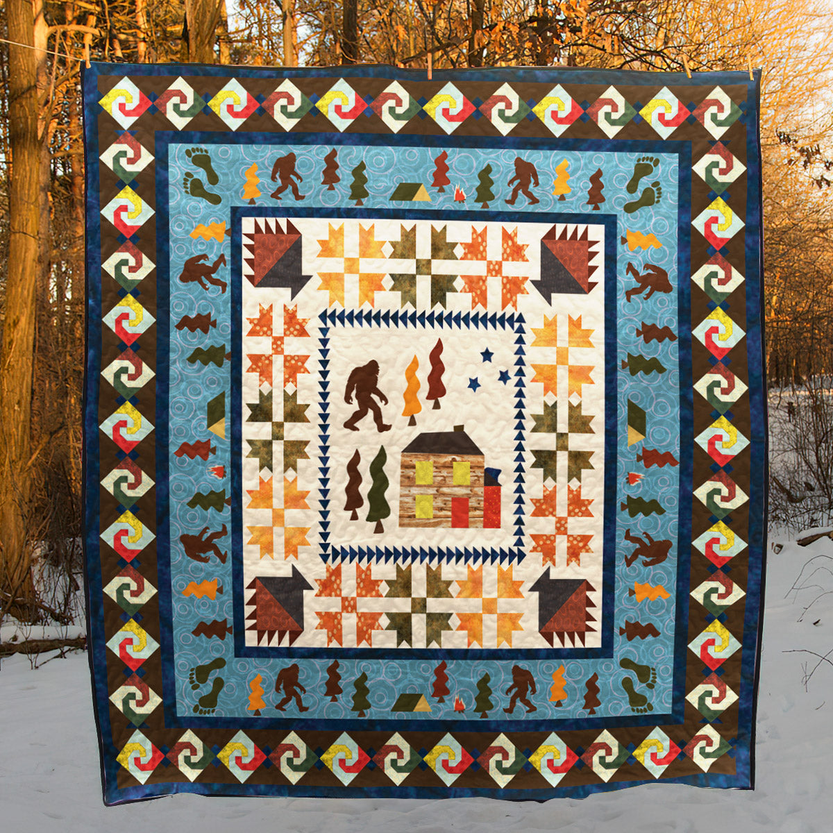 Bigfoot In The Forest CLP0511021Q Quilt Blanket