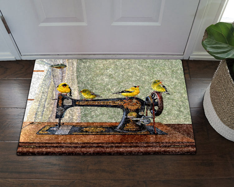 Birds And An Old Sewing Machine HN0611022D Non-slip Door mats