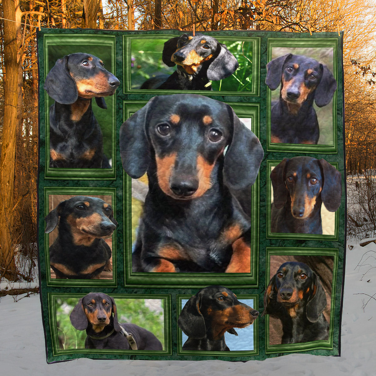 Black Dachshund CLA0810037Q Quilt Blanket