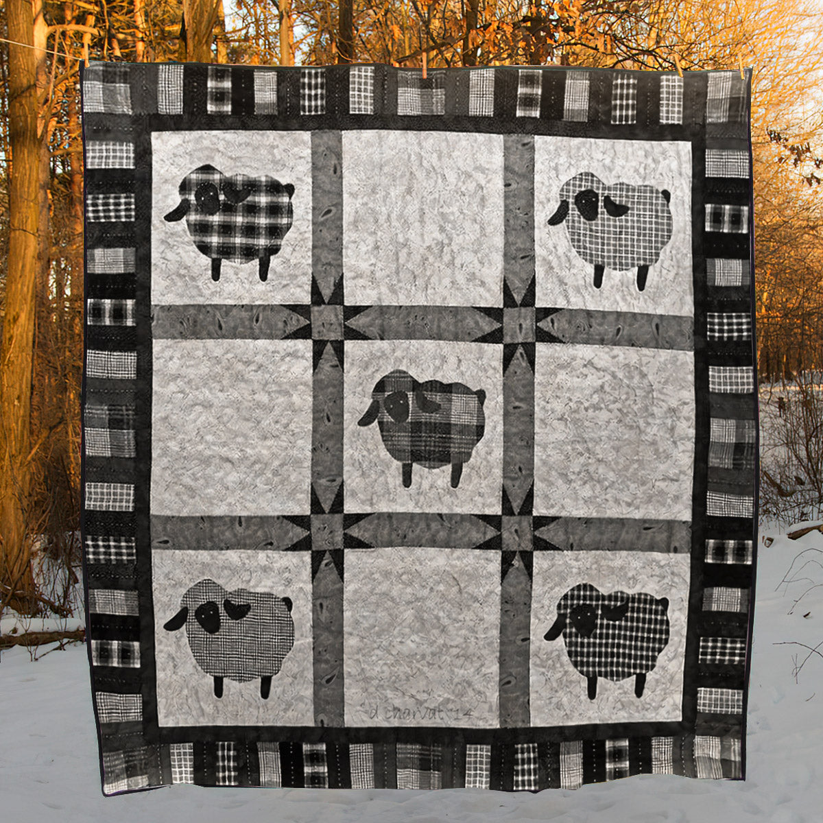 Black White Sheep CLA0312622Q Quilt Blanket