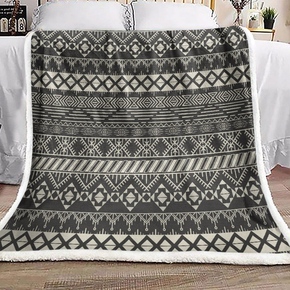 Black And Beige Aztec CL19100037MDF Sherpa Fleece Blanket