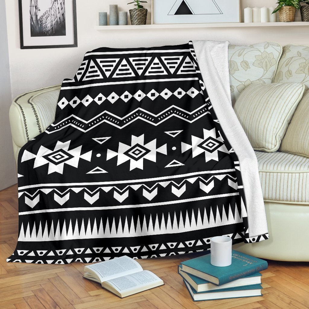 Black And White Aztec CL16100055MDF Sherpa Fleece Blanket