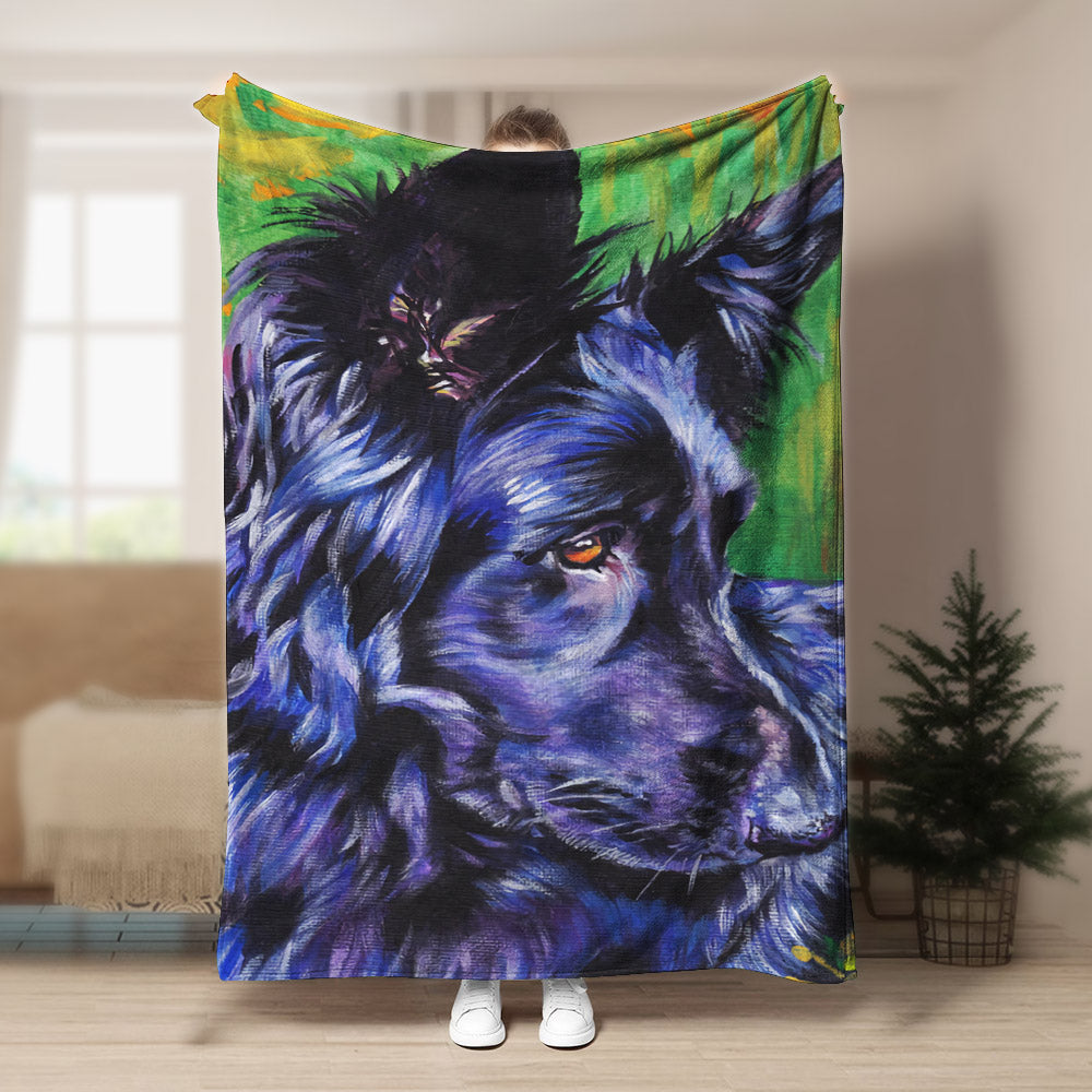 Black German Shepherd BL070909F Sherpa Fleece Blanket