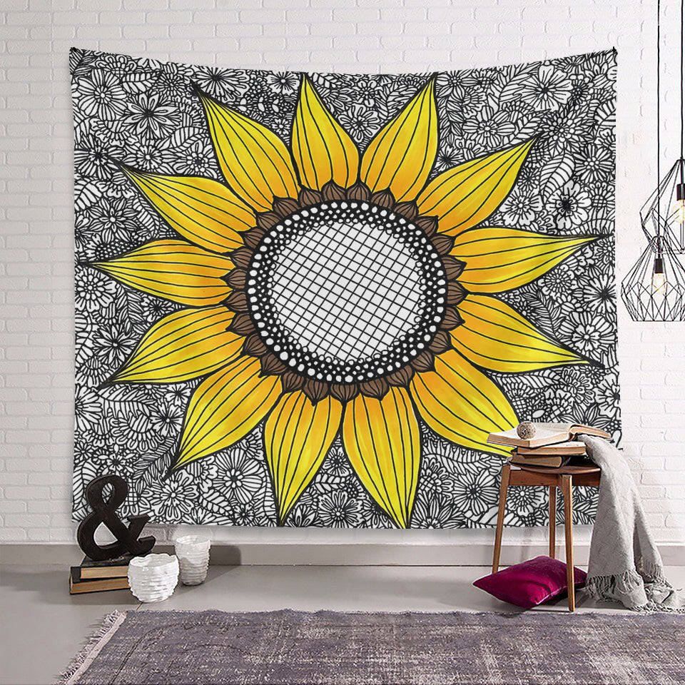 Black Sunflower CLP070805 Decorative Wall Hanging Tapestry