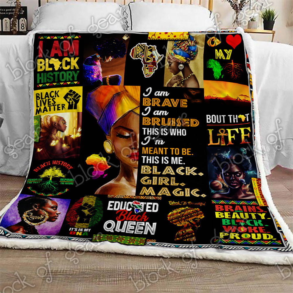 Black Woman CL300950MDF Sherpa Fleece Blanket