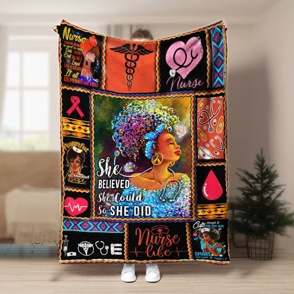 Black Women Social Worker CL240812MD Sherpa Fleece Blanket