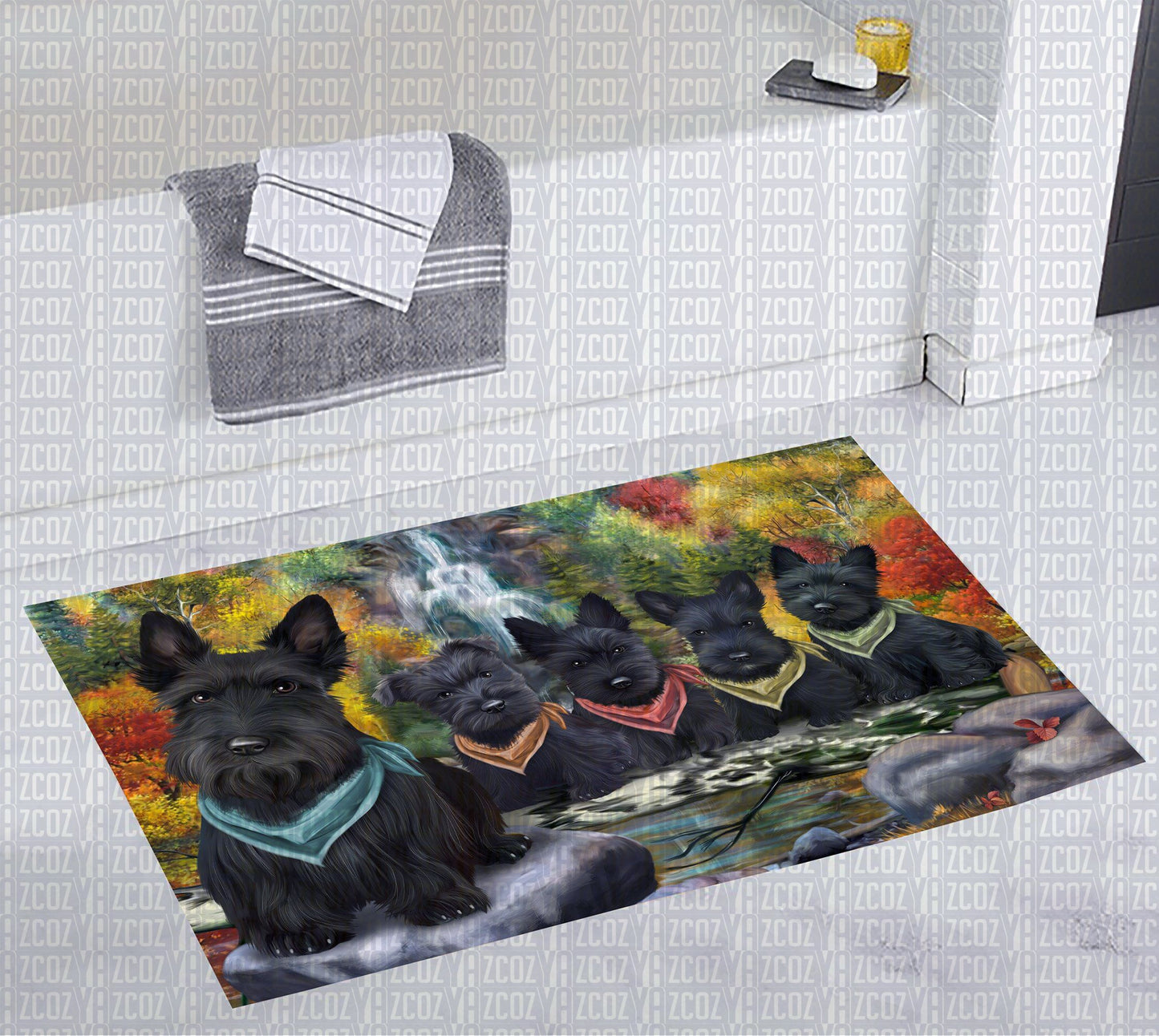 Black Yorkie Waterfall CL20111902MDD Non-slip Door mats