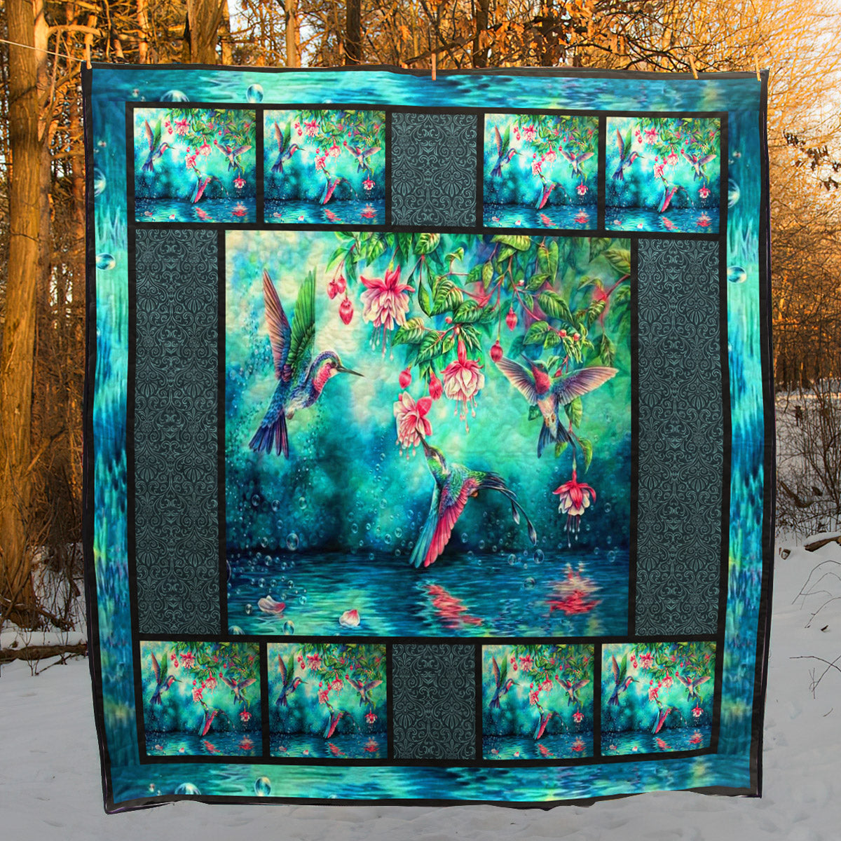 Blue Hummingbird CLA0810040Q Quilt Blanket