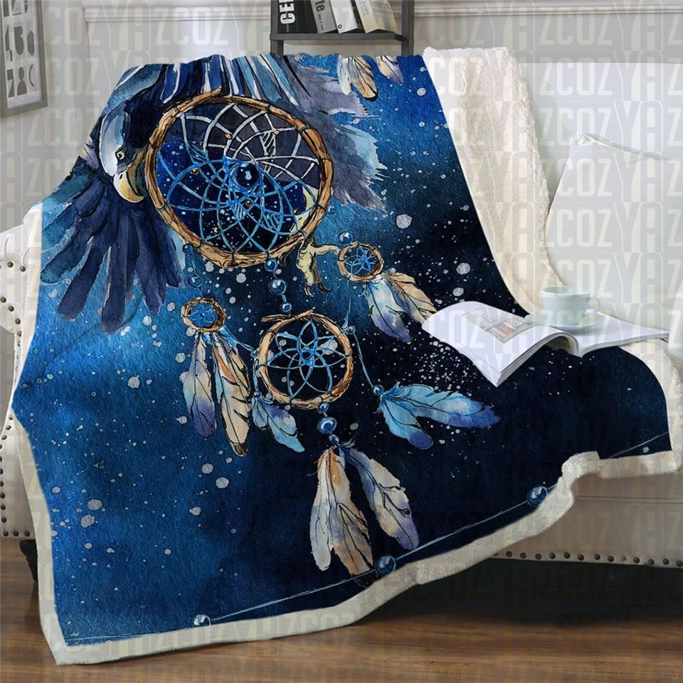 Blue Galaxy Dreamcatcher CL21110128MDF Sherpa Fleece Blanket