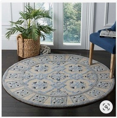 Blue Geometric Tufted Round CLA1610017RR Round Area Rug