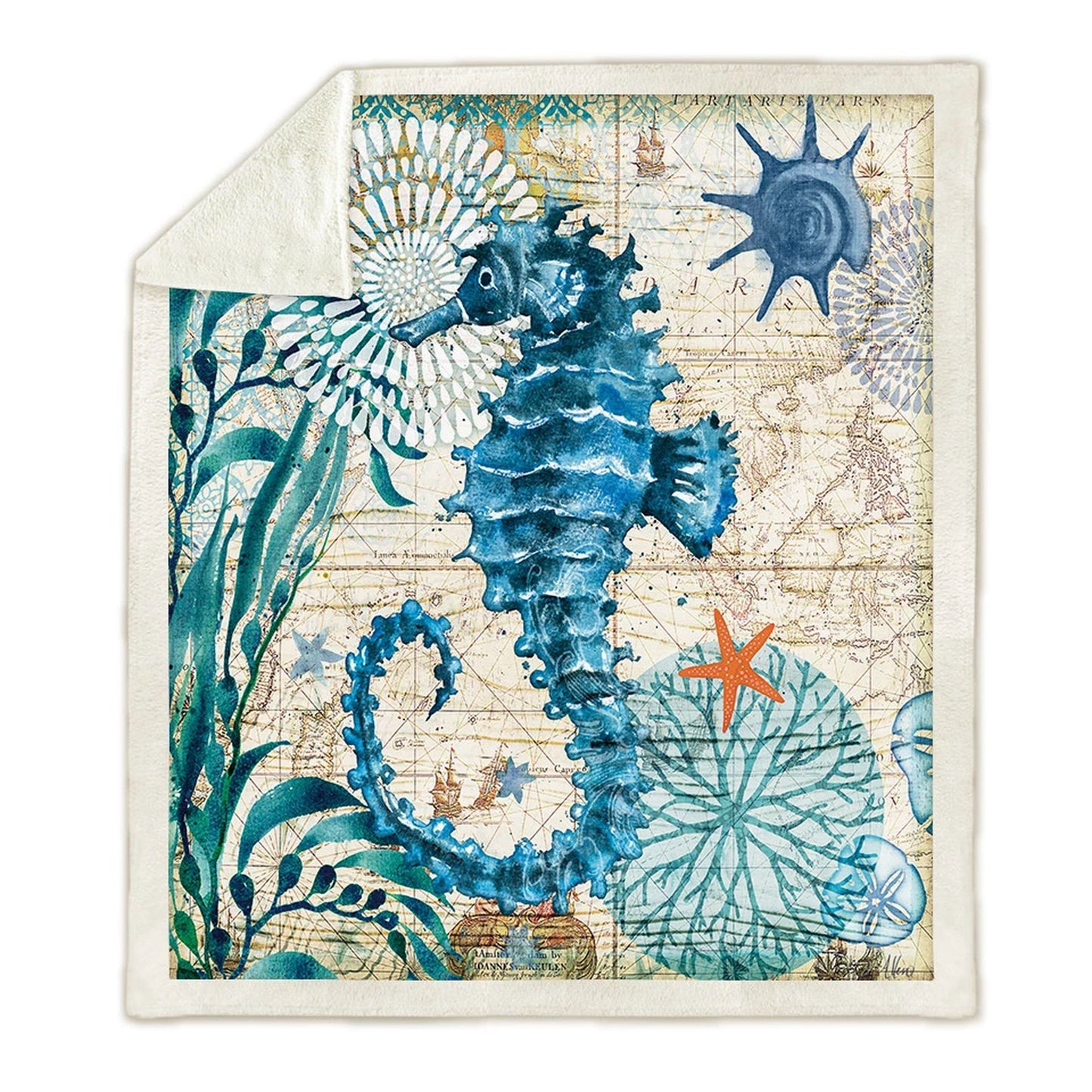 Blue Seahorse CLH0312025F Sherpa Fleece Blanket