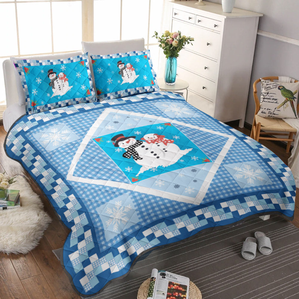 Blue Snowman Diamond CLM2210027B Quilt Bedding Set