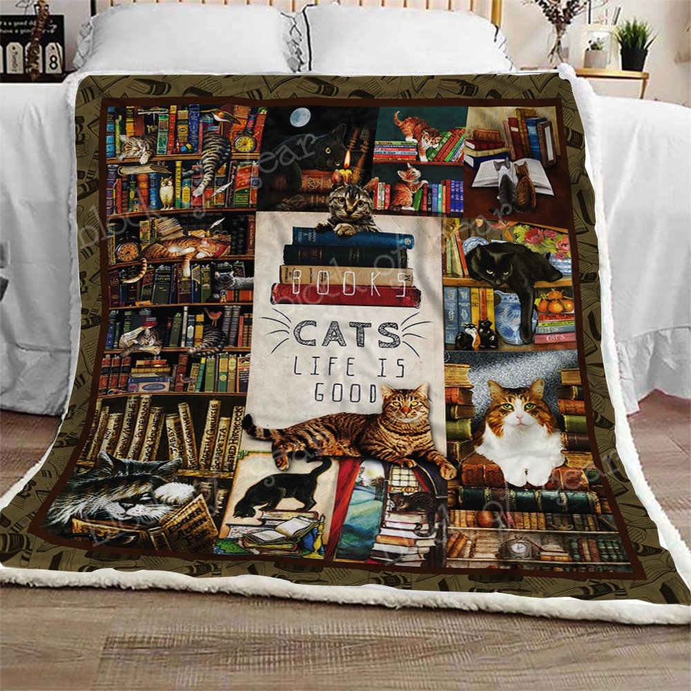 Books And Cats CL300956MDF Sherpa Fleece Blanket
