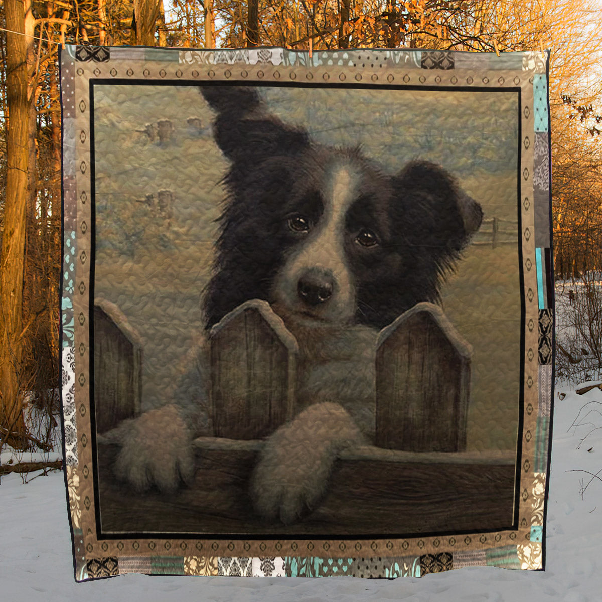 Border Collie Gander CL10100063MDQ Quilt Blanket