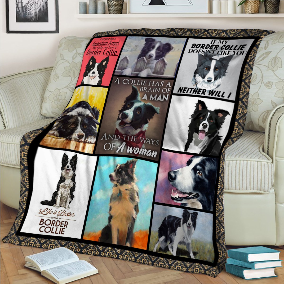 Border Collie Life CL10100064MDF Sherpa Fleece Blanket