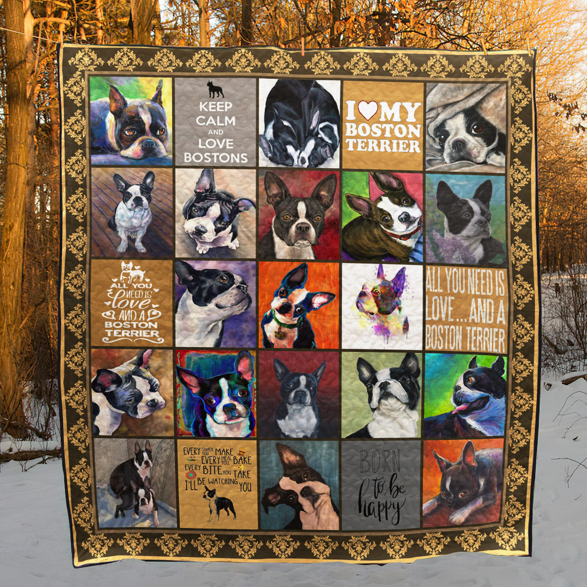 Boston Terrier CL20110102MDQ Quilt Blanket