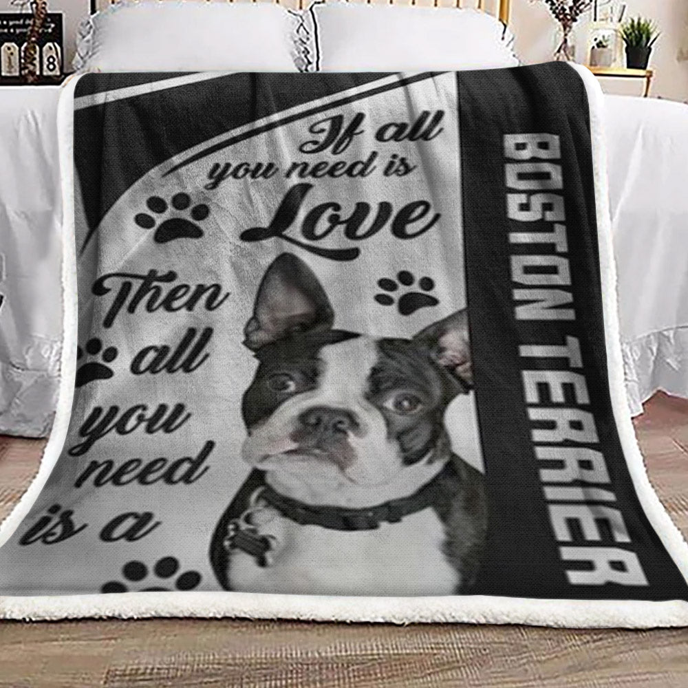 Boston Terrier CL19100073MDF Sherpa Fleece Blanket