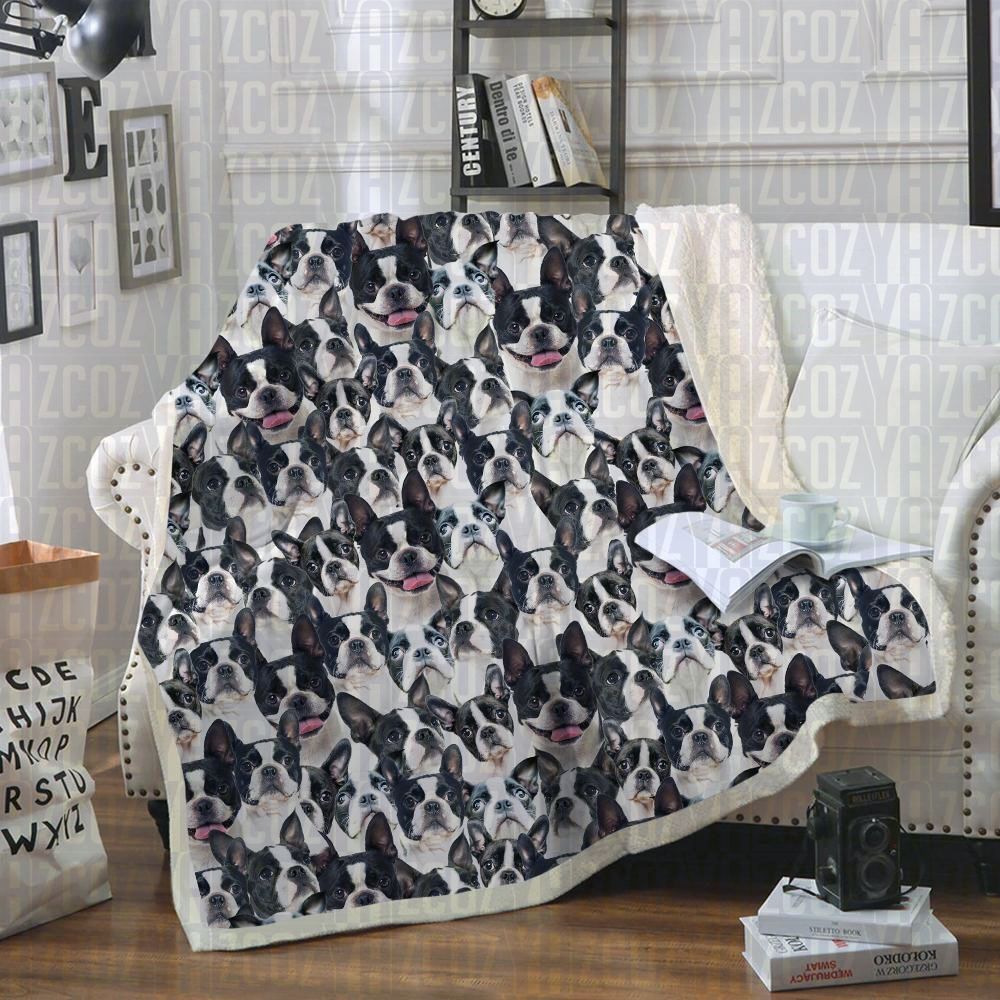Boston Terrier CL21110161MDF Sherpa Fleece Blanket