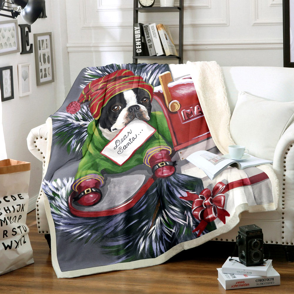 Boston Terrier HM1409014TT Sherpa Fleece Blanket