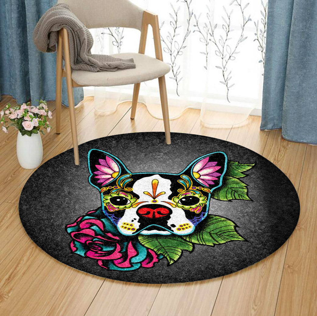 Boston Terrier HM210902TM Round Area Rug