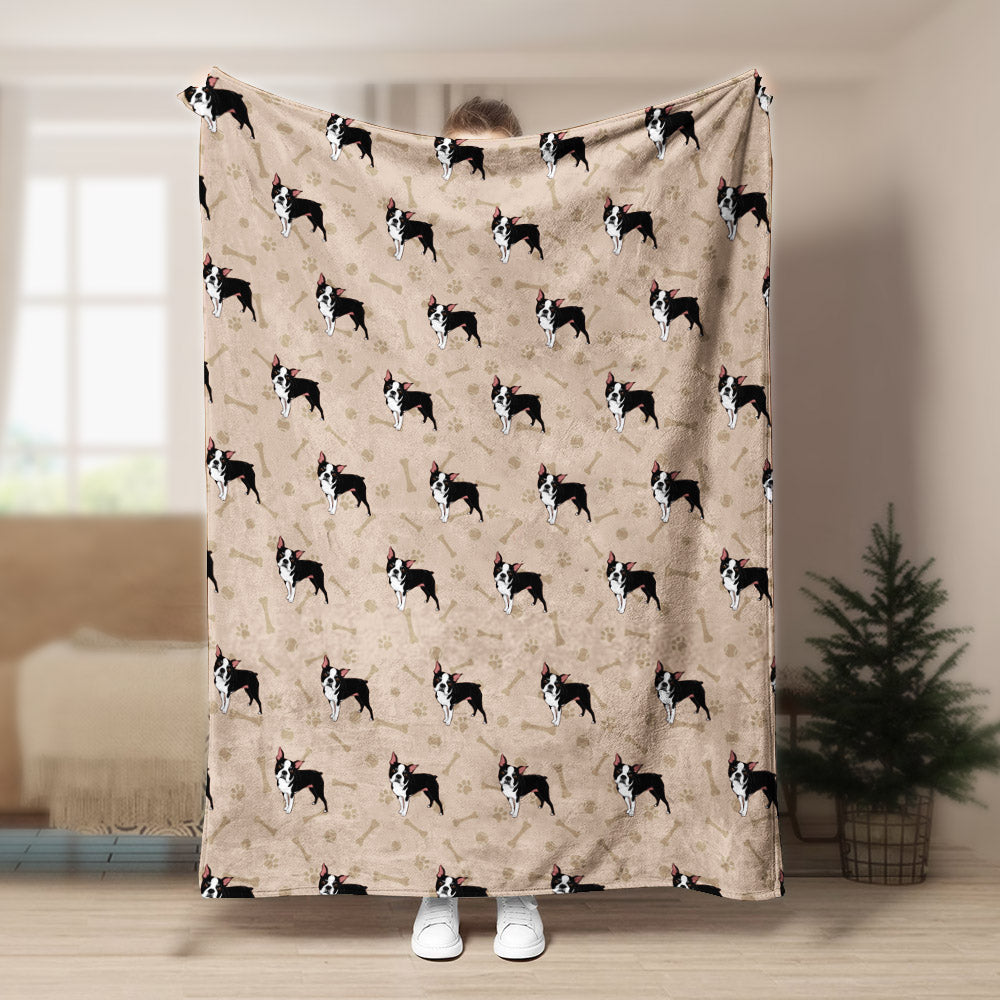 Boston Terrier Pattern CLA15100347F Sherpa Fleece Blanket