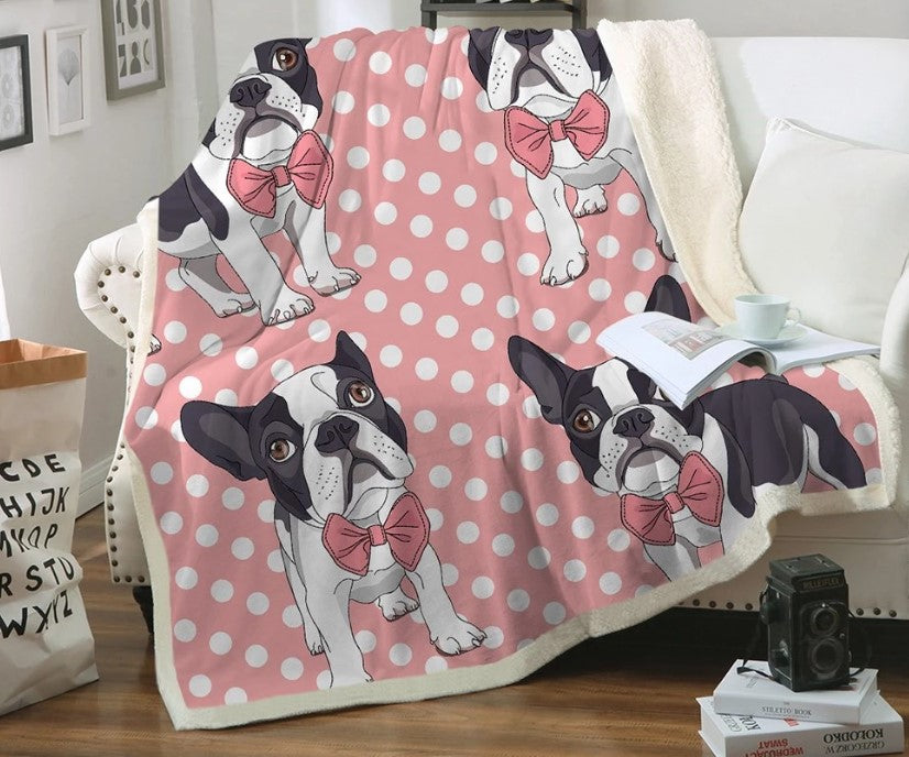 Bow Tie Bulldog CLT2910007N Sherpa Fleece Blanket