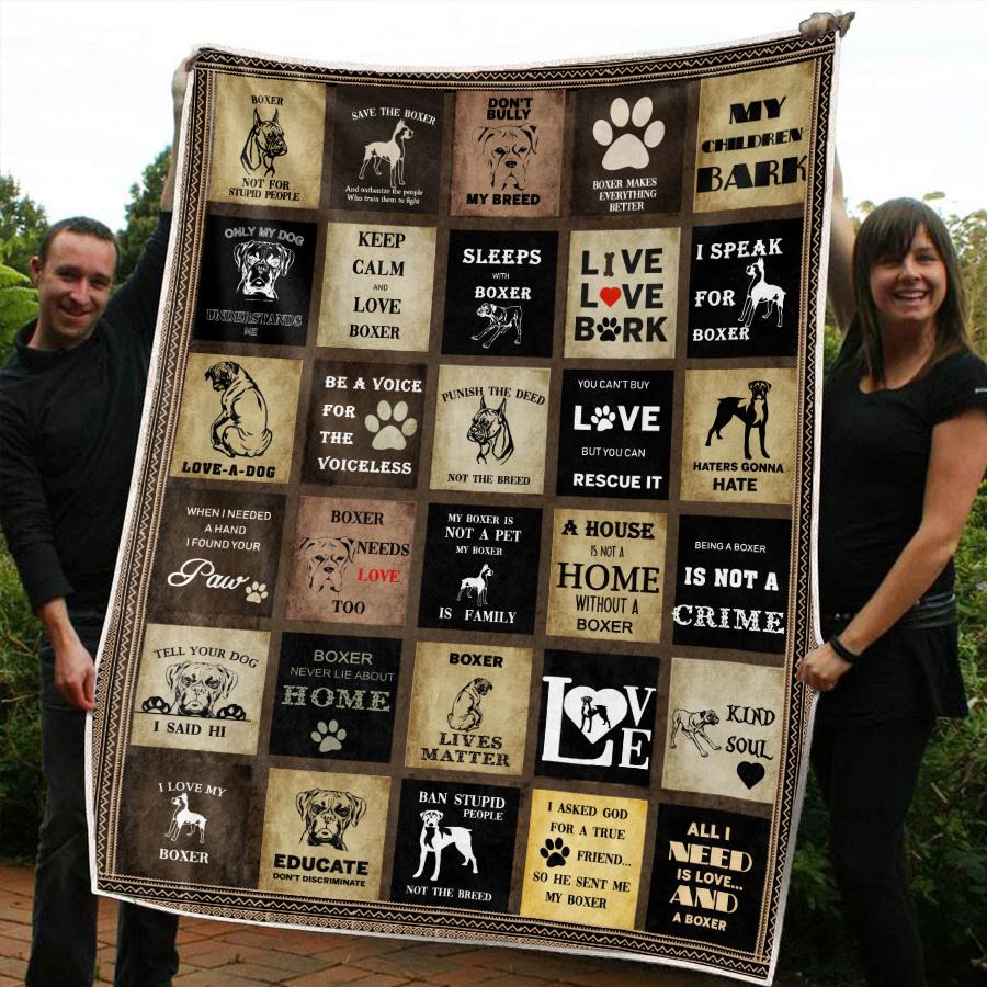 Boxer Dog CLM3110064S Sherpa Fleece Blanket