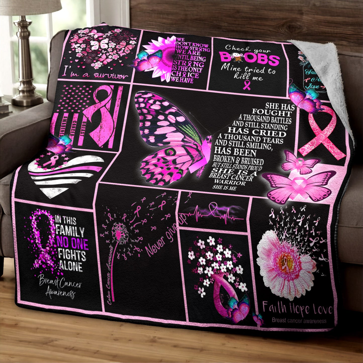Breast Cancer Survivor TN280806TT Sherpa Fleece Blanket
