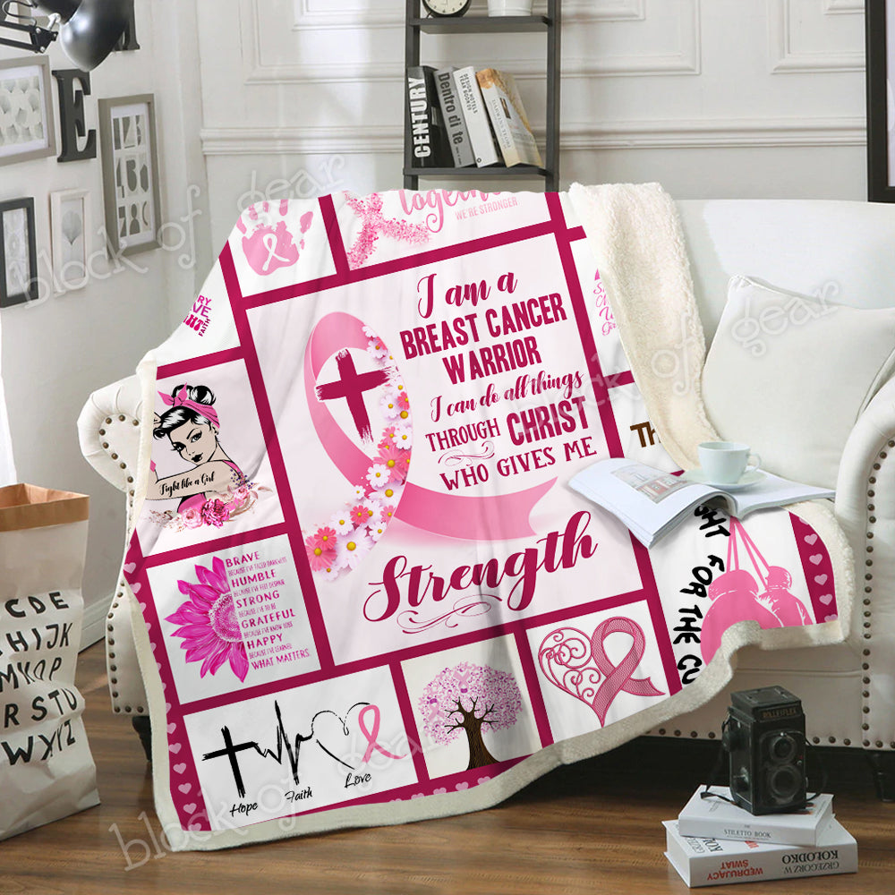 Breast Cancer Warrior CL210926MD Sherpa Fleece Blanket
