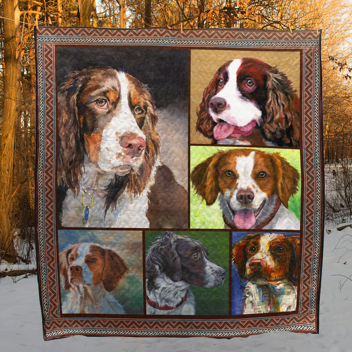Brittany Dog CL28100161MDQ Quilt Blanket