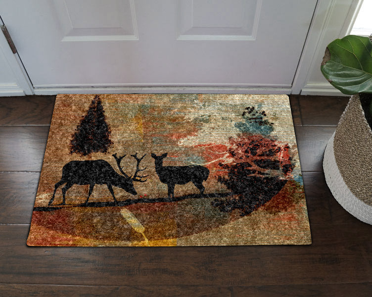 Brown Rustic Deer HN31100053D Non-slip Door mats