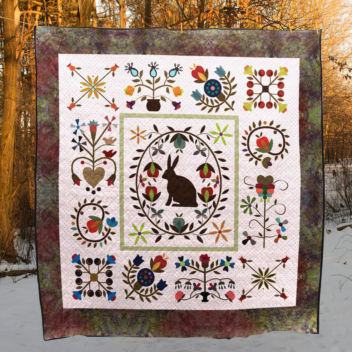 Bunny And Flowers CLD210607 Quilt Blankets