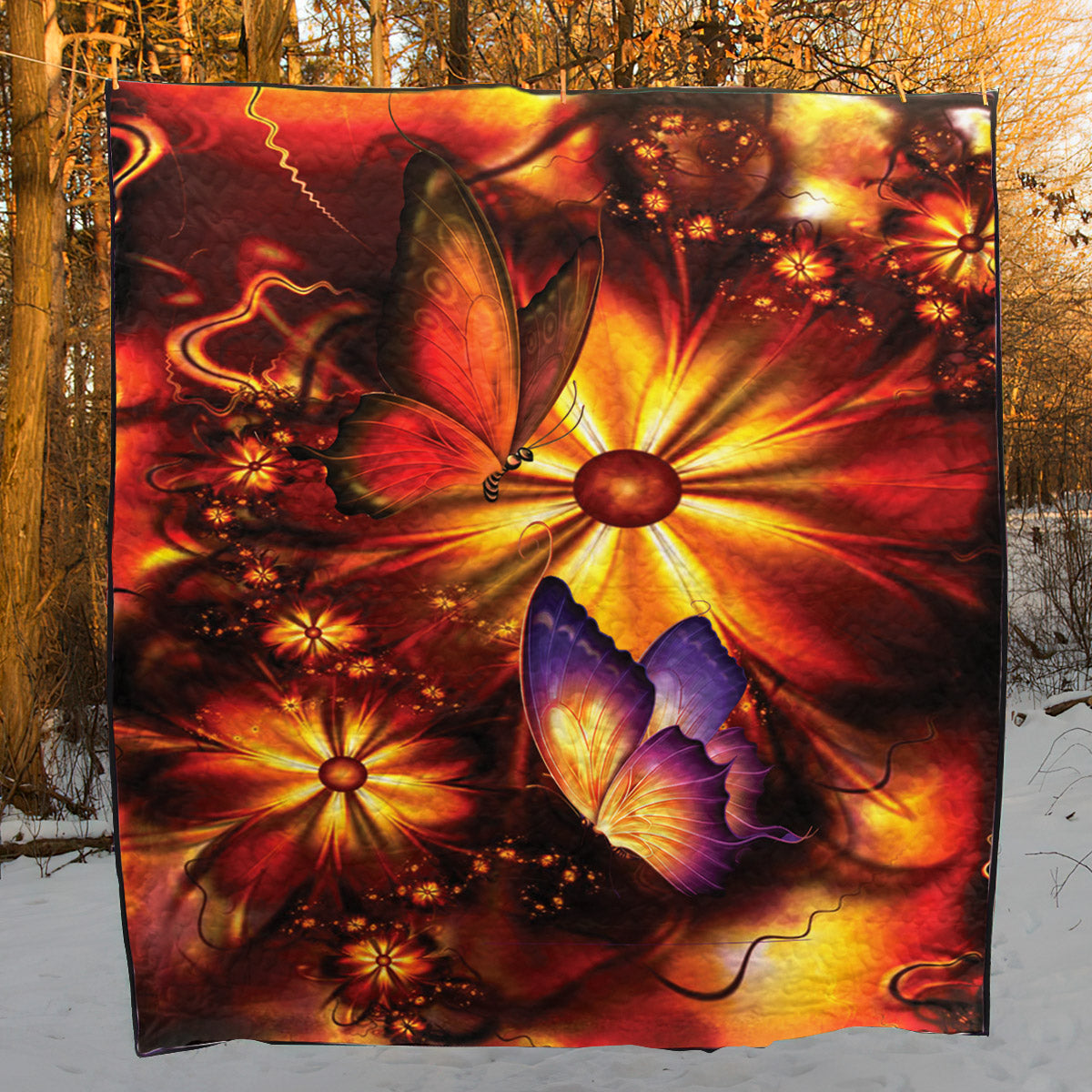Butterfly Flower Fractal CL16110357MDQ Quilt Blanket