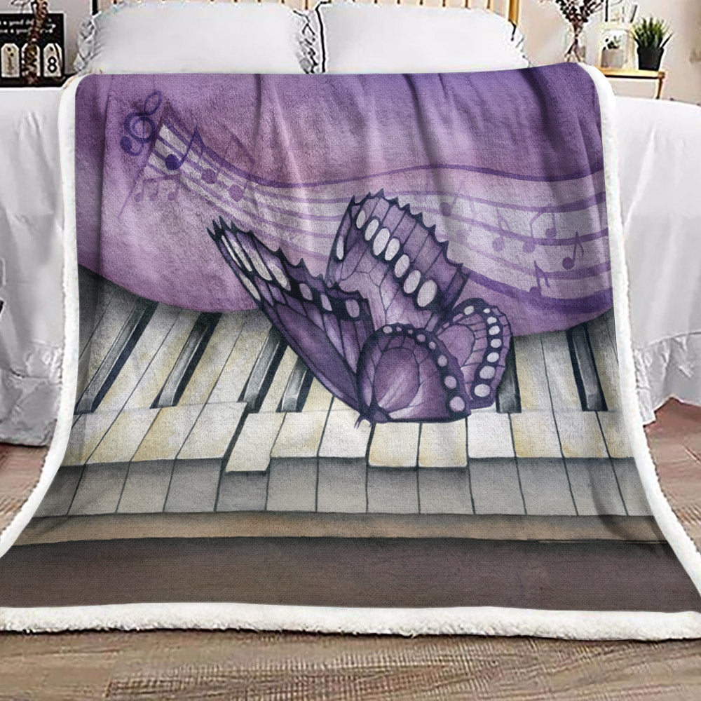 Butterfly And Piano VD111023F Sherpa Fleece Blanket