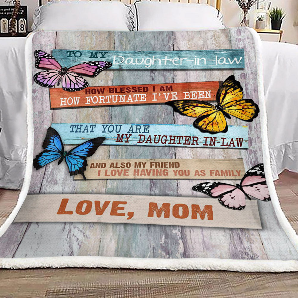 Butterfly To My Daughter In Law Love Mom CL16110054MDF Sherpa Fleece Blanket