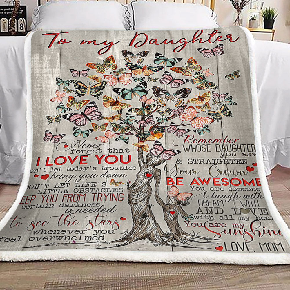 Butterfly Tree Of Life To My Daughter Love Mom CL16110060MDF Sherpa Fleece Blanket