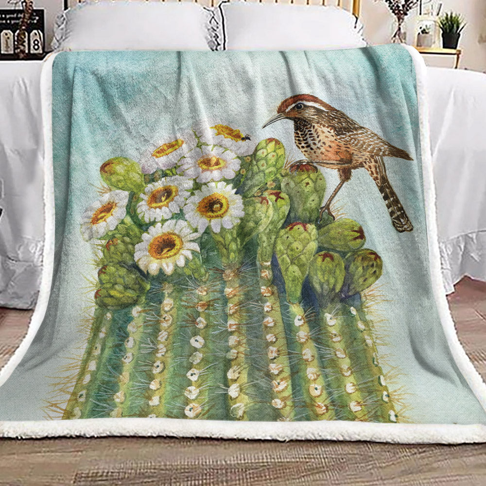 Cactus Bird VD101040F Sherpa Fleece Blanket