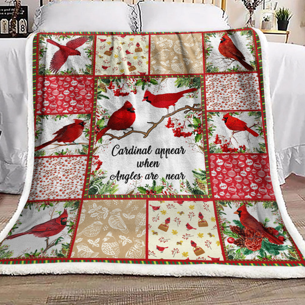 Cardinal Bird DD210935F Sherpa Fleece Blanket
