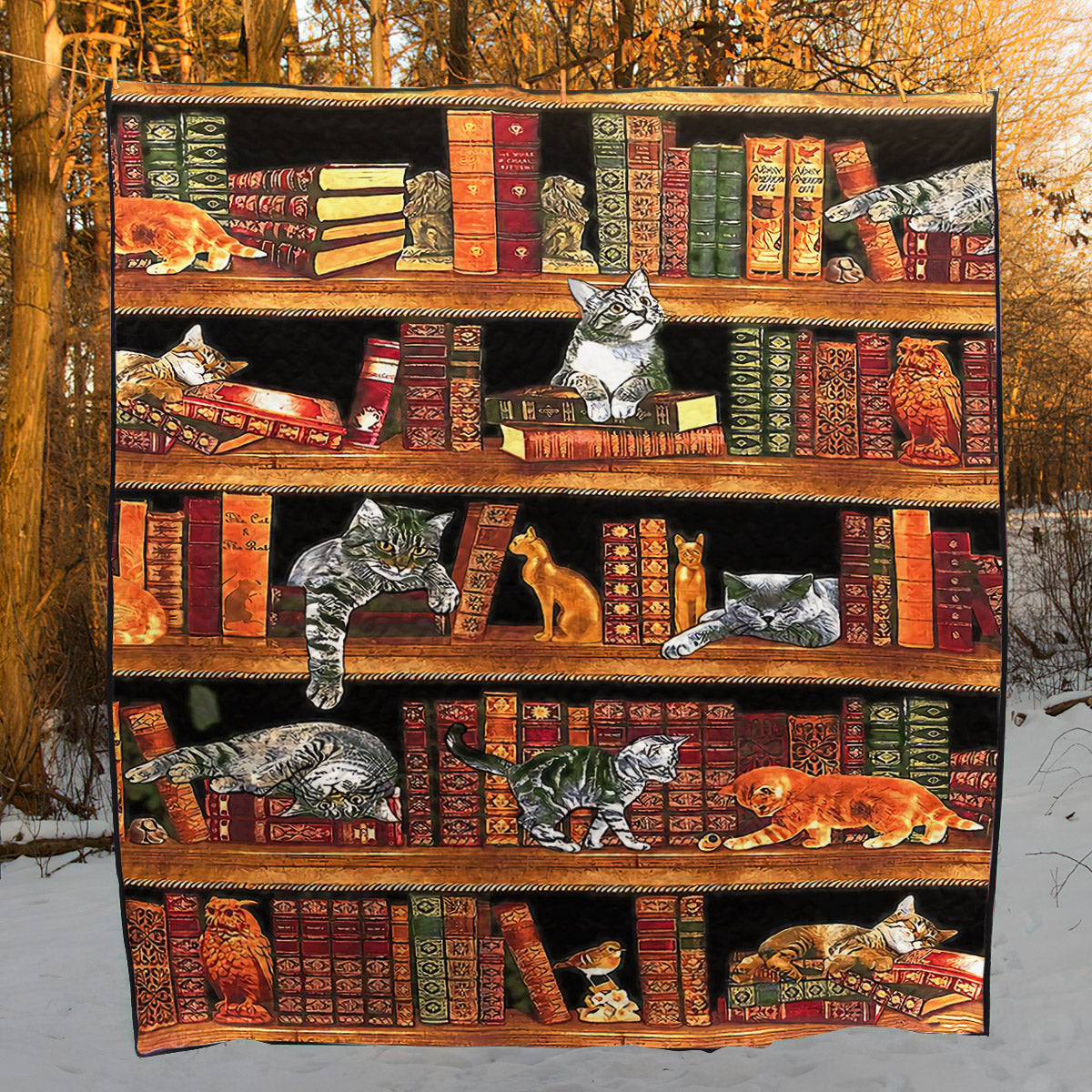 Cat And Book CLA0710188Q Quilt Blanket