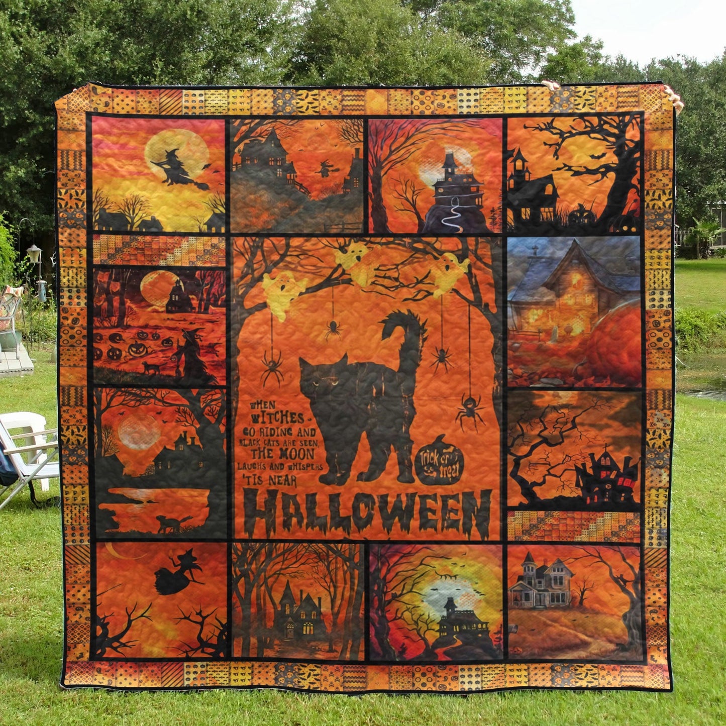 Cat When Witches Go Riding And Black Cats Are Seen It's Near Halloween CLH1610003Q Quilt Blanket