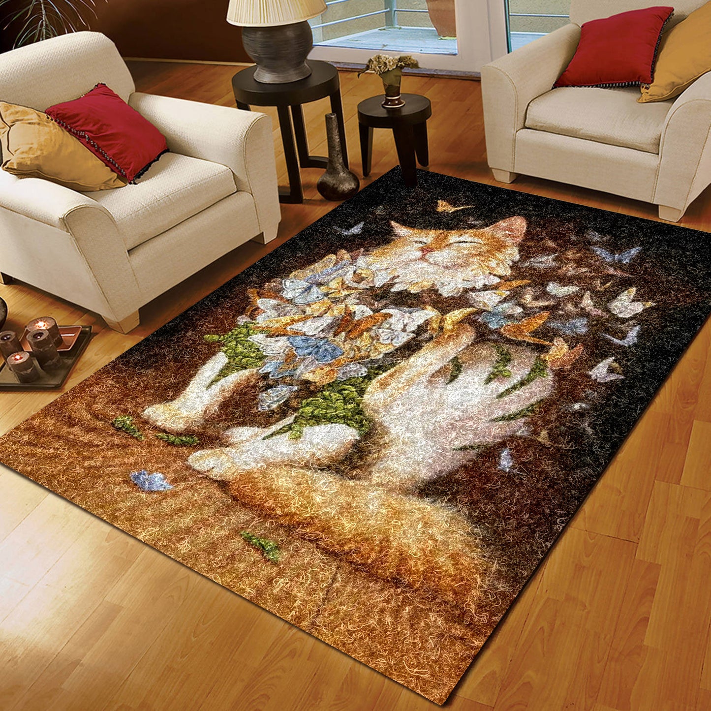 Cat Butterfly HM0110017M Rug