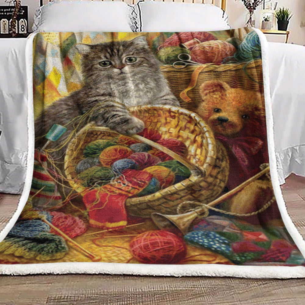Cat DN260935F Sherpa Fleece Blanket