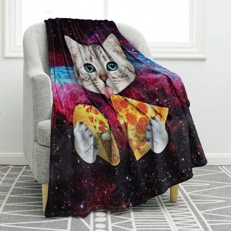 Cat Eat Pizza CLH2511085F Sherpa Fleece Blanket
